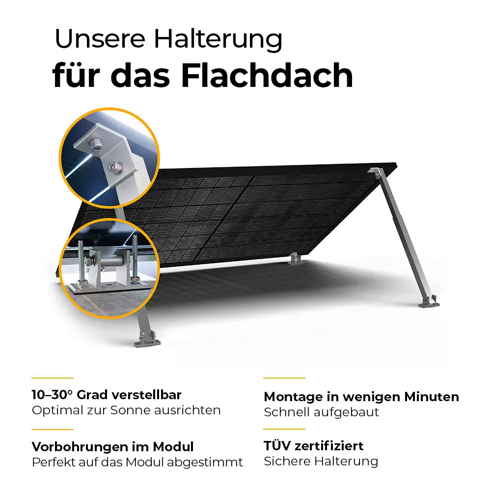 Balkonkraftwerk Halterung für das Flachdach - Set für ein Solarmodul - Image 5