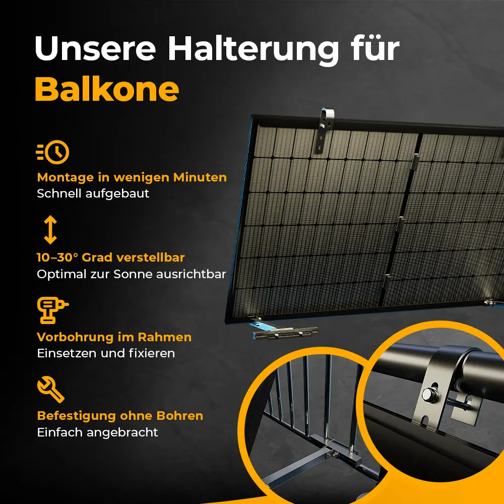 Balkonkraftwerk 1000W/800W - Komplettset Gitterbalkon - Image 5