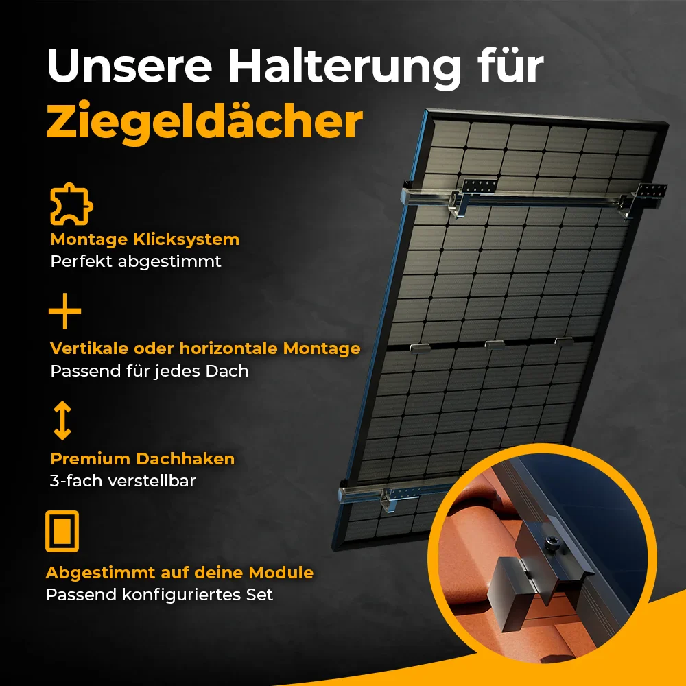 Balkonkraftwerk 2000W Glas-Glas bifazial - Komplettset Schrägdach - Image 5